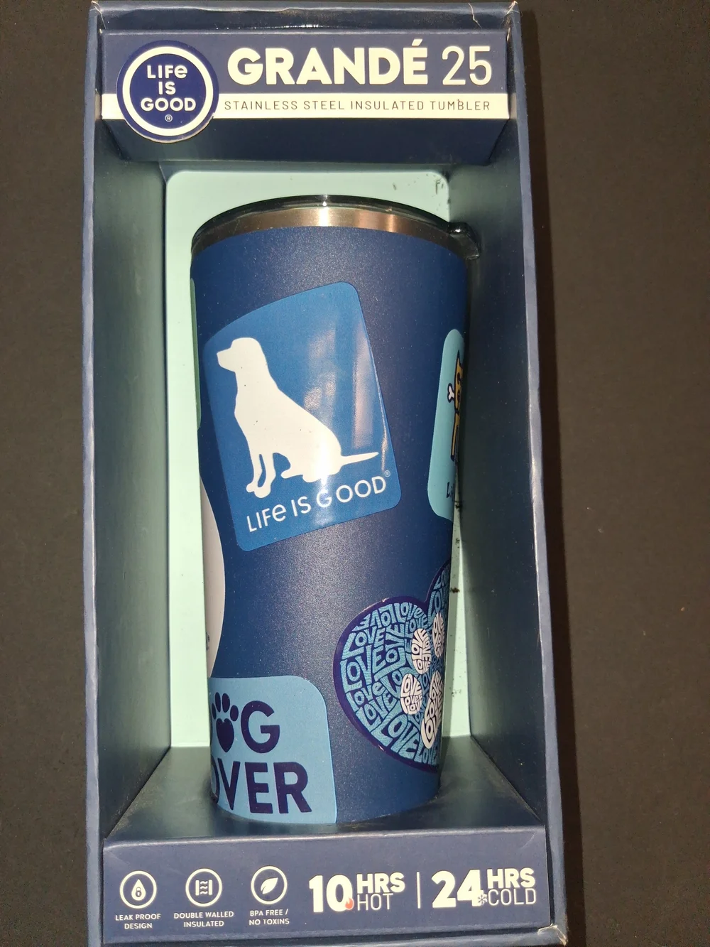 Life Is Good Blue Dog Graphic Insulated Tumbler